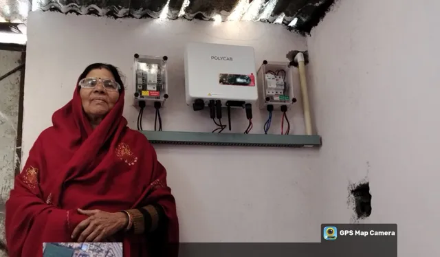 Radhadevi with the 3 kW rooftop system