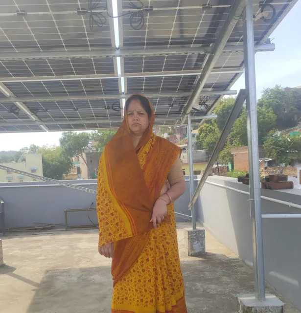 Ramlata W/O Rajendra Singh with the 3 kW rooftop system