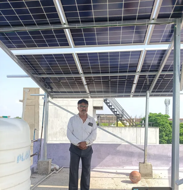 Sanjay Verma with the 5 kW system